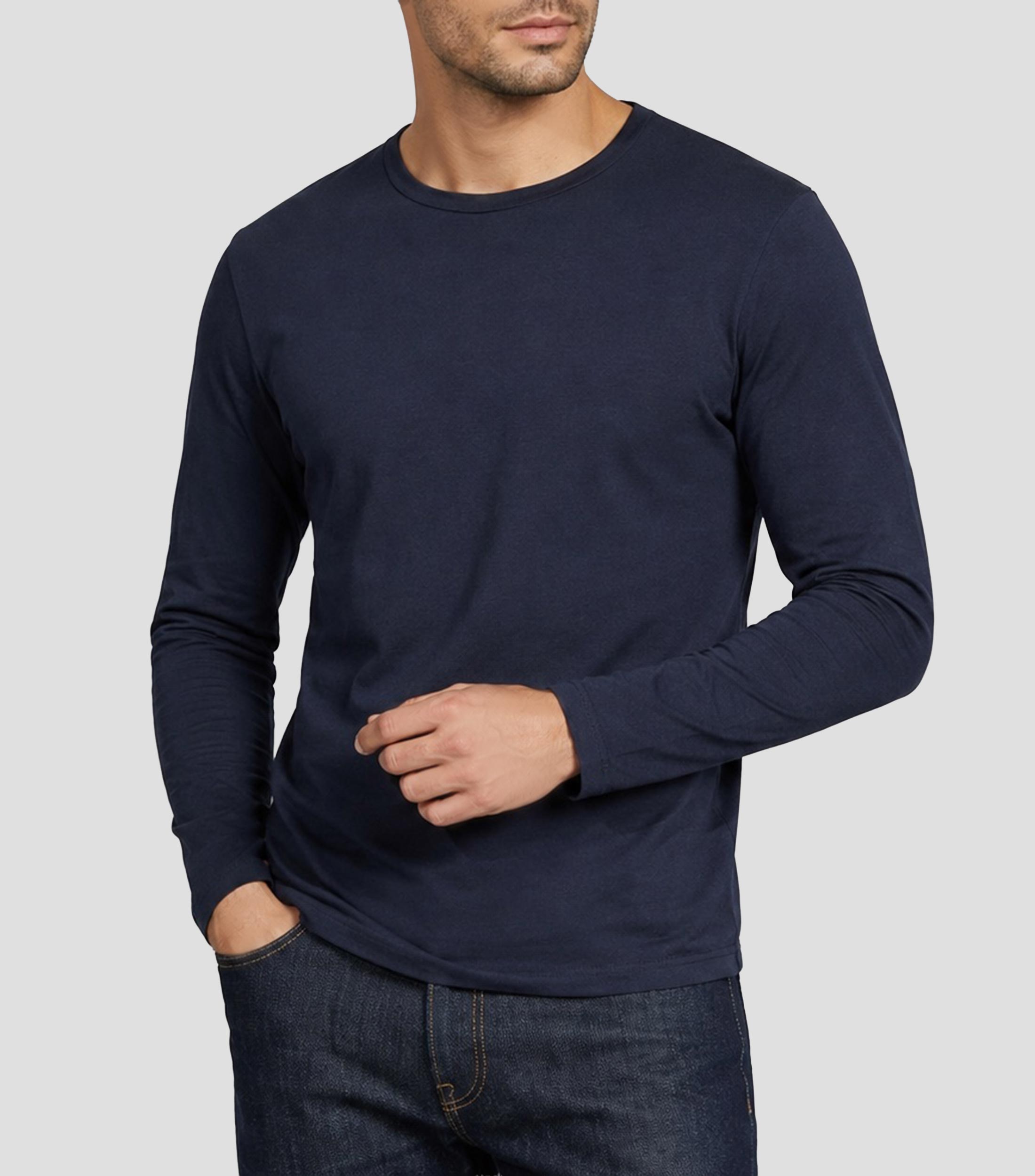 Playera cuello redondo manga larga lisa Hombre